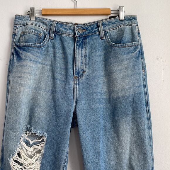 NWT Fashion Nova You Go Girlfriend distressed destroyed raw hem hi rise jeans - Picture 2 of 7